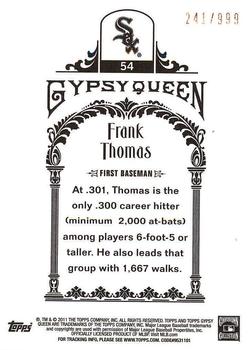 2011 Topps Gypsy Queen - Framed Paper #54 Frank Thomas Back