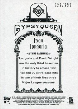 2011 Topps Gypsy Queen - Framed Paper #55 Evan Longoria Back