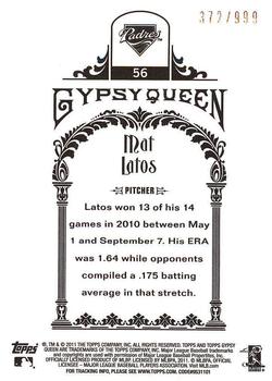 2011 Topps Gypsy Queen - Framed Paper #56 Mat Latos Back