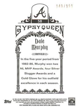 2011 Topps Gypsy Queen - Framed Paper #58 Dale Murphy Back