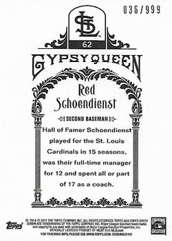 2011 Topps Gypsy Queen - Framed Paper #62 Red Schoendienst Back