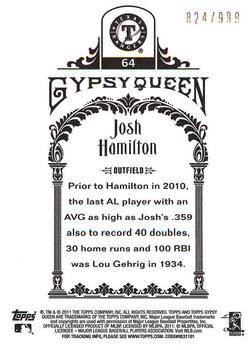 2011 Topps Gypsy Queen - Framed Paper #64 Josh Hamilton Back