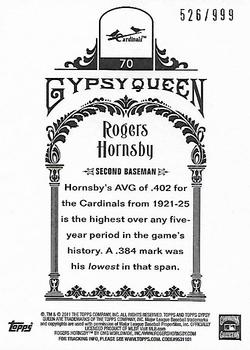 2011 Topps Gypsy Queen - Framed Paper #70 Rogers Hornsby Back