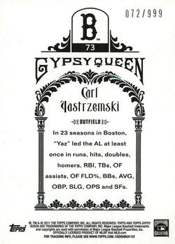 2011 Topps Gypsy Queen - Framed Paper #73 Carl Yastrzemski Back