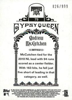 2011 Topps Gypsy Queen - Framed Paper #79 Andrew McCutchen Back