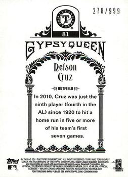 2011 Topps Gypsy Queen - Framed Paper #81 Nelson Cruz Back