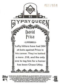 2011 Topps Gypsy Queen - Framed Paper #83 David Price Back