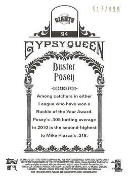 2011 Topps Gypsy Queen - Framed Paper #94 Buster Posey Back