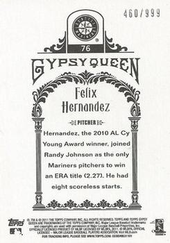 2011 Topps Gypsy Queen - Framed Paper #76 Felix Hernandez Back