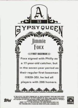 2011 Topps Gypsy Queen - Framed Printing Plate Black #53 Jimmie Foxx Back