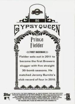 2011 Topps Gypsy Queen - Framed Printing Plate Cyan #86 Prince Fielder Back