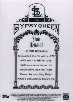 2011 Topps Gypsy Queen - Framed Printing Plate Cyan #97 Stan Musial Back