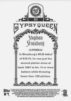 2011 Topps Gypsy Queen - Framed Printing Plate Yellow #80 Stephen Strasburg Back