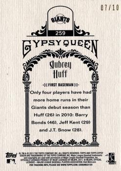 2011 Topps Gypsy Queen - Framed Stamp #259 Aubrey Huff Back