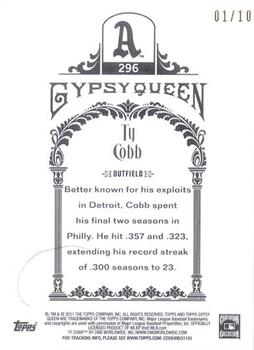 2011 Topps Gypsy Queen - Framed Stamp #296 Ty Cobb Back