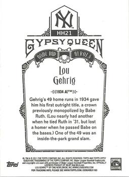 2011 Topps Gypsy Queen - Home Run Heroes #HH21 Lou Gehrig Back