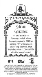 2011 Topps Gypsy Queen - Mini #26 Adrian Gonzalez Back