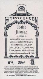 2011 Topps Gypsy Queen - Mini #96 Ubaldo Jimenez Back