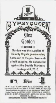 2011 Topps Gypsy Queen - Mini Framed Printing Plates Black #168 Alex Gordon Back