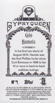 2011 Topps Gypsy Queen - Mini Framed Printing Plates Cyan #3a Cole Hamels Back
