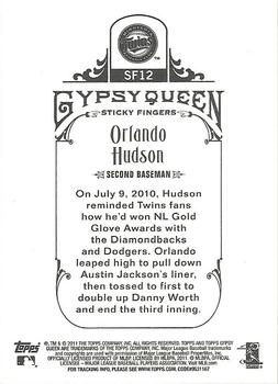 2011 Topps Gypsy Queen - Sticky Fingers #SF12 Orlando Hudson Back