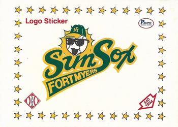 1990 Pacific Senior League - Logo Stickers #NNO Fort Myers Sun Sox Logo Front