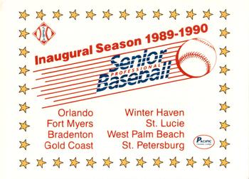 1990 Pacific Senior League - Logo Stickers #NNO Senior Professional Baseball League Inaugural Season Front