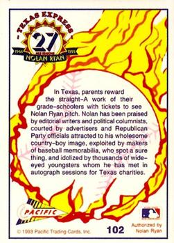 1993 Pacific Texas Express #102 Watching Nolan Pitch Back