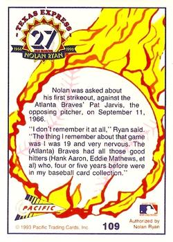1993 Pacific Texas Express #109 Nolan Interviews Back