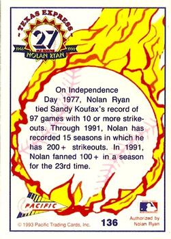 1993 Pacific Texas Express #136 Independence Day Fireworks Back