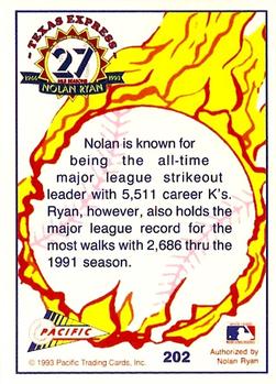 1993 Pacific Texas Express #202 All-Time Leader Back