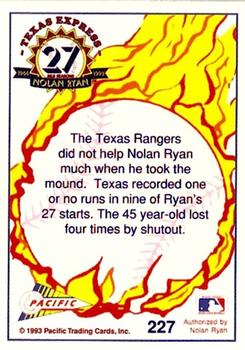1993 Pacific Texas Express #227 No Run Support Back
