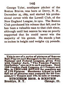 1983 1915 Cracker Jack (reprint) #146 George Tyler Back