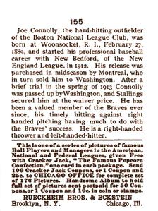 1983 1915 Cracker Jack (reprint) #155 Joe Connolly Back