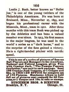 1983 1915 Cracker Jack (reprint) #166 Joe Bush Back