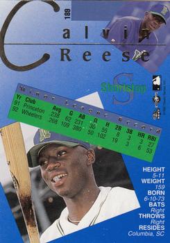 1993 Classic Best Gold #189 Calvin Reese Back