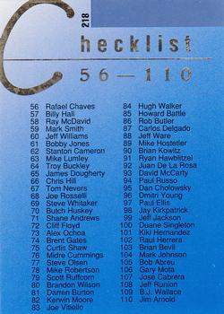 1993 Classic Best Gold #218 Checklist: 56-110 Back