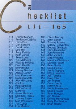 1993 Classic Best Gold #219 Checklist: 111-165 Back