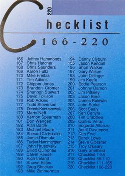 1993 Classic Best Gold #220 Checklist: 166-220 Back