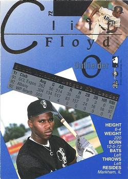 1993 Classic Best Gold #72 Cliff Floyd Back