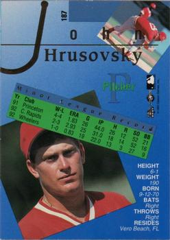 1993 Classic Best Gold #187 John Hrusovsky Back