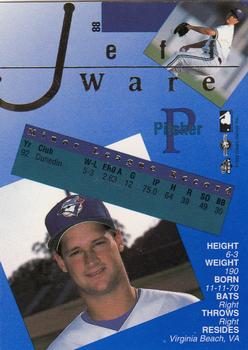 1993 Classic Best Gold #88 Jeff Ware Back