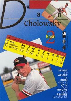1993 Classic Best Gold #95 Dan Cholowsky Back