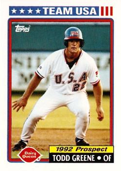 1992 Topps Dairy Queen Team USA #20 Todd Greene Front