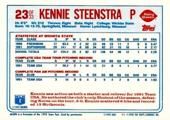 1992 Topps Dairy Queen Team USA #23 Kennie Steenstra Back