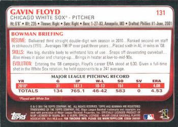 2011 Bowman #131 Gavin Floyd Back