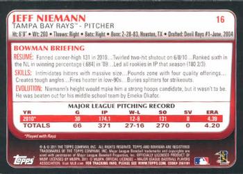 2011 Bowman #16 Jeff Niemann Back