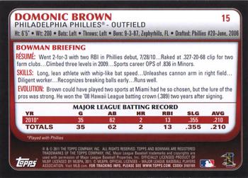 2011 Bowman #15 Domonic Brown Back