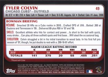 2011 Bowman #49 Tyler Colvin Back
