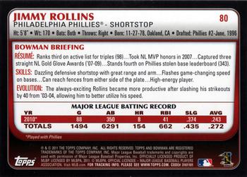 2011 Bowman #80 Jimmy Rollins Back